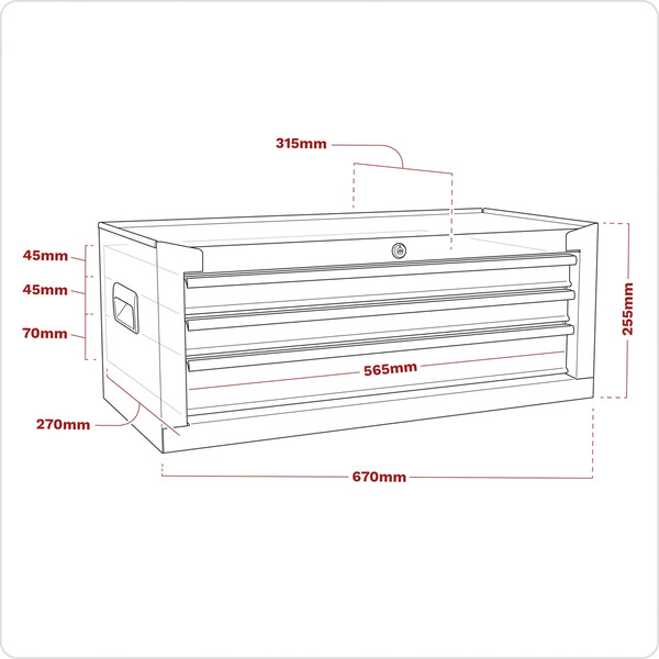 Sealey AP223B American PRO&reg; Mid-Box Tool Chest 3 Drawer - Black