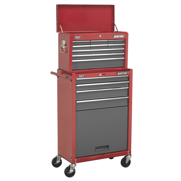 Sealey American PRO® Topchest & Rollcab Combination 13 Drawer - Red/Grey