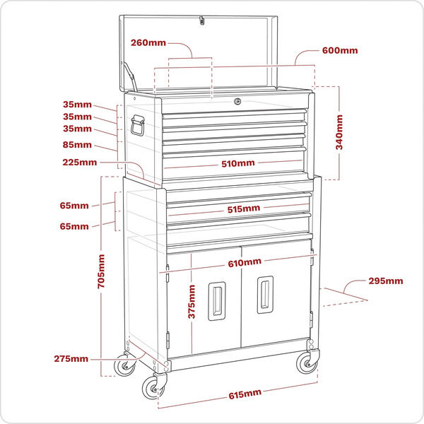 Sealey American PRO® Topchest & Rollcab Combination 6 Drawer - Blue