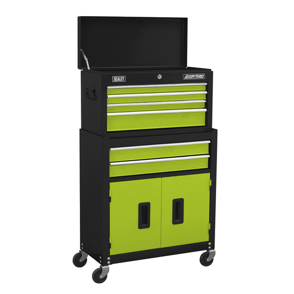 American PRO® Topchest & Rollcab Combination 6 Drawer with 170pc Tool Kit - Green/Black