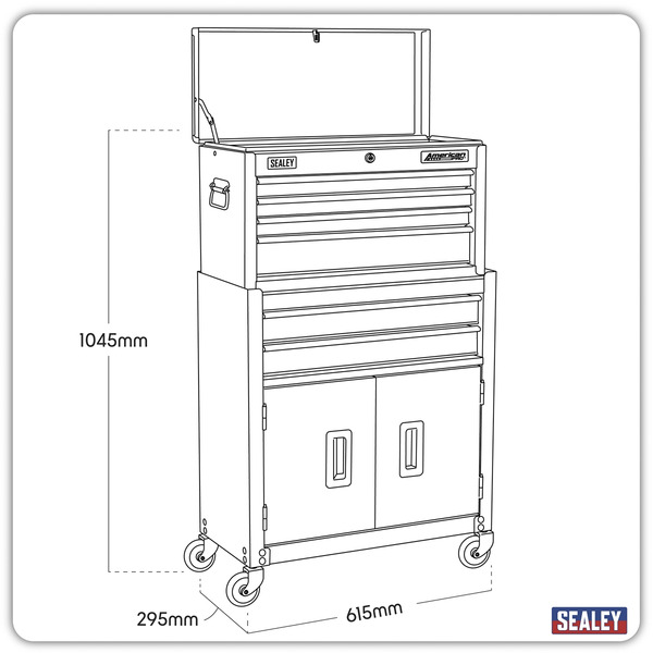 American PRO® Topchest & Rollcab Combination 6 Drawer - Orange