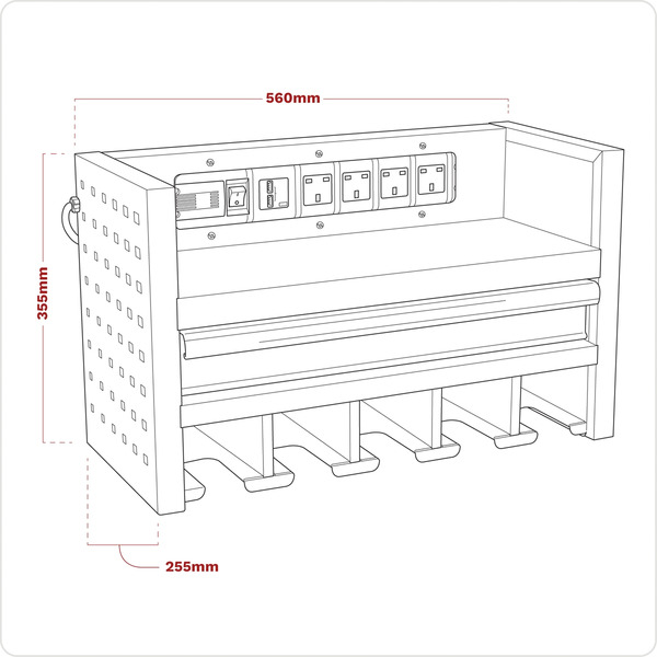 Sealey AP22SRBE Superline PRO® Power Tool Storage Rack with Drawer & Power Bar