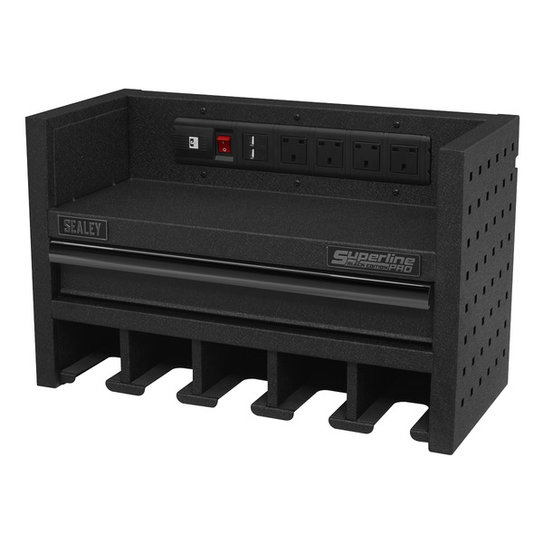 Superline PRO® Power Tool Storage Rack with Drawer & Power Strip