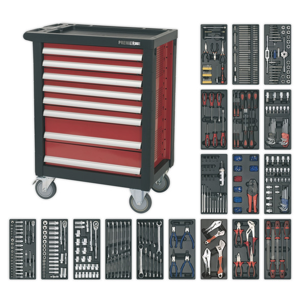 Sealey Premier™ Rollcab 8 Drawer with 707pc Tool Kit