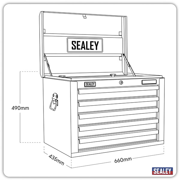 Sealey Superline PRO® Topchest 5 Drawer - Green/Black