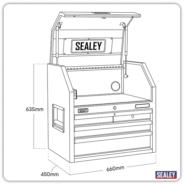 Sealey Superline PRO® Black Edition Topchest with 4 Soft Close Drawers & Power Bar 660mm