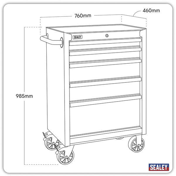 Sealey Superline PRO® Black Edition Rollcab with 5 Soft Close Drawers 680mm