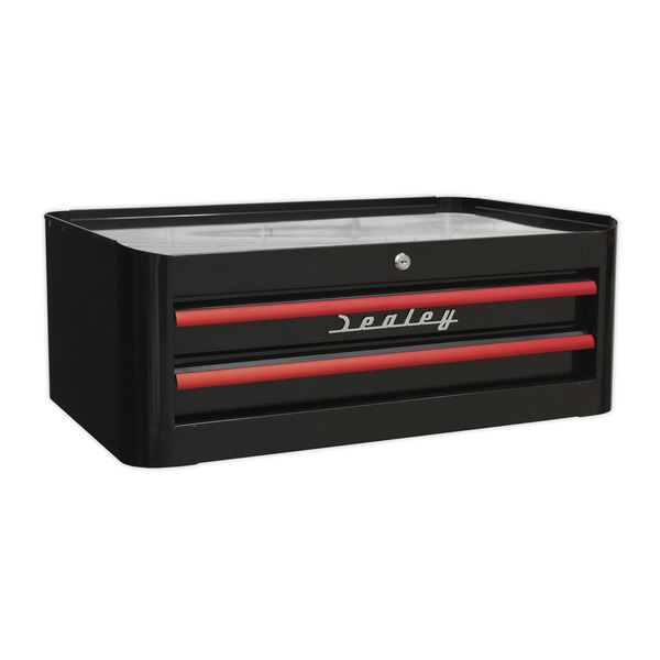 Sealey Premier™ Retro Style Topchest, Mid-Box Tool Chest & Rollcab Combination 10 Drawer - Black with Red Anodised Drawer Pulls