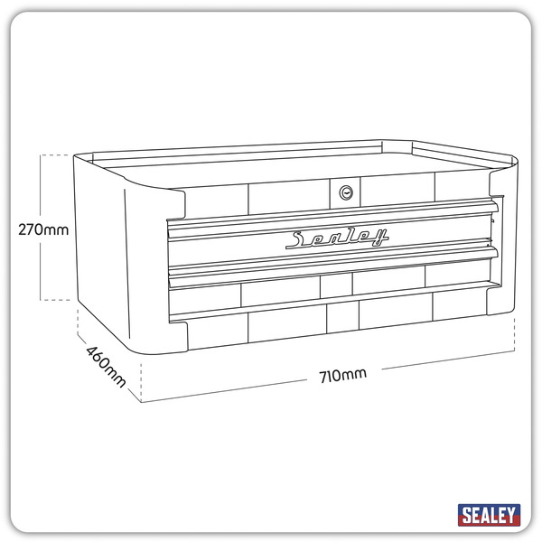 Premier™ Retro Style Mid-Box Tool Chest 2 Drawer - Blue with White Stripes