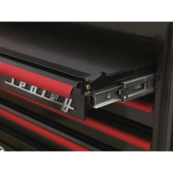 Premier™ Retro Style Mid-Box Tool Chest 2 Drawer - Black with Red Anodised Drawer Pulls