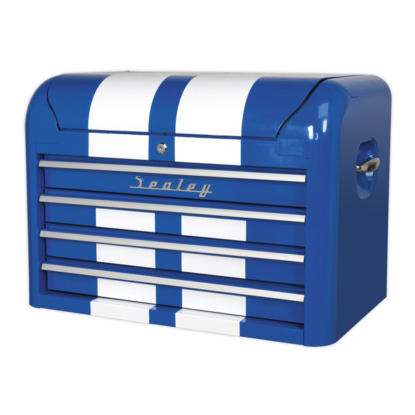 Sealey Premier™ Retro Style Topchest 4 Drawer - Blue with White Stripes