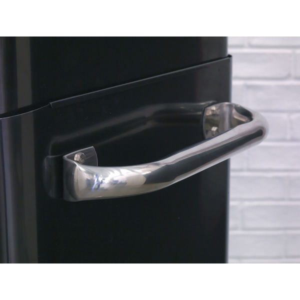 Premier™ Retro Style Wide Rollcab 6 Drawer - Black with Red Anodised Drawer Pulls