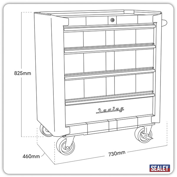 Sealey AP28204BWS Premier™ Retro Style Rollcab 4 Drawer - Blue with White Stripes