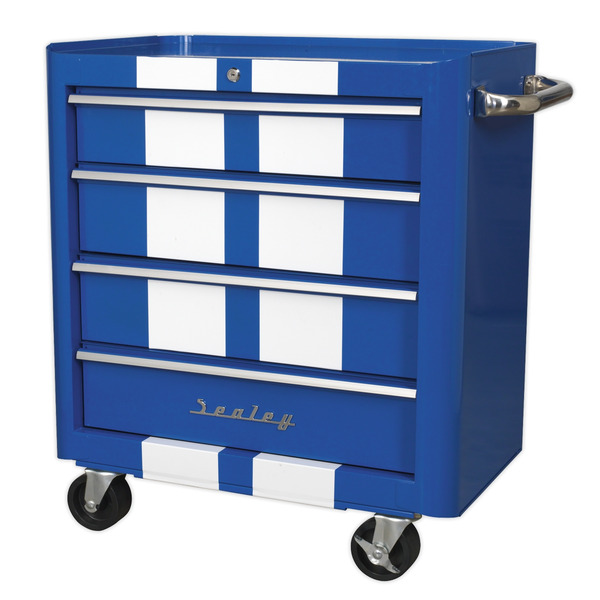 Sealey AP28204BWS Premier™ Retro Style Rollcab 4 Drawer - Blue with White Stripes