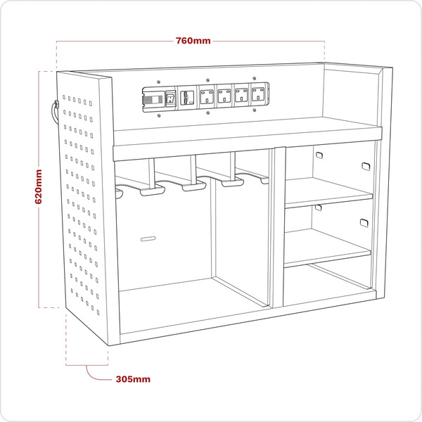 Sealey Superline PRO® Power Tool Storage Rack with Power Bar