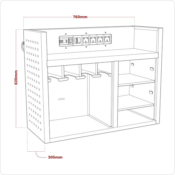 Sealey AP30SRBE Superline PRO® Power Tool Storage Rack with Power Bar