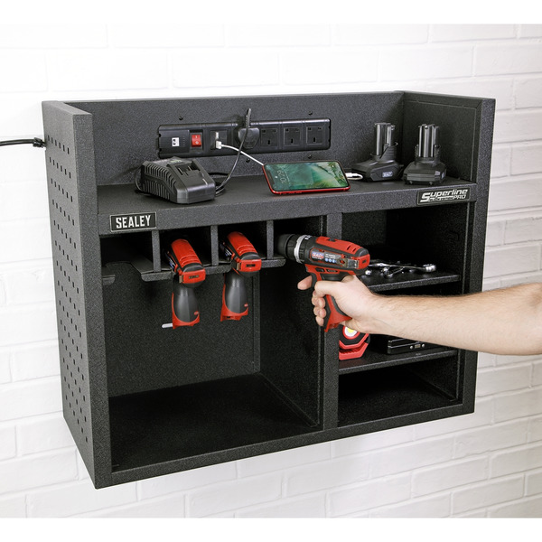 Sealey Superline PRO® Power Tool Storage Rack with Power Bar