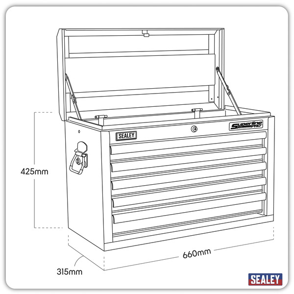 Sealey Superline PRO® Topchest 5 Drawer - Red