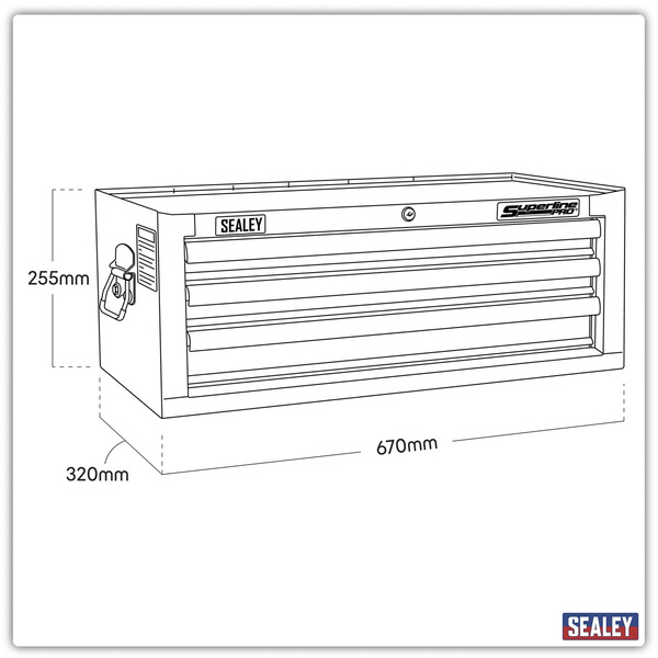 Sealey AP33339B Superline PRO&reg; Mid-Box Tool Chest 3 Drawer - Black