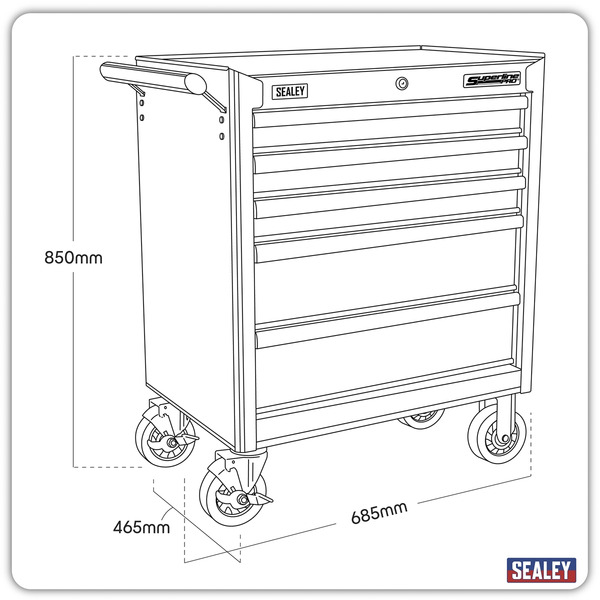Sealey Superline PRO® Rollcab 5 Drawer - Red