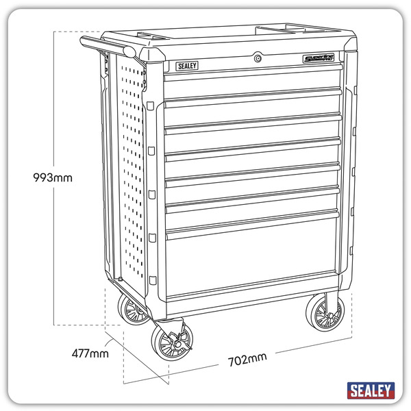 Sealey AP3407 Superline PRO&reg; Rollcab 7 Drawer - Red