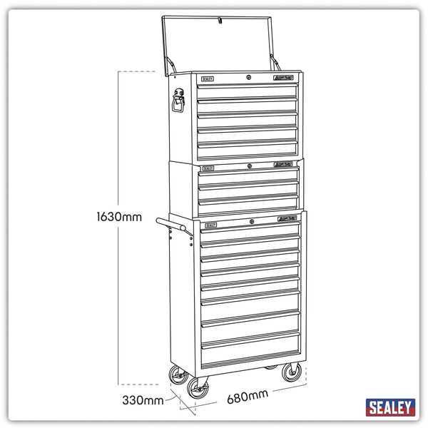 Sealey AP35STACK American PRO® Tool Chest Combination 16 Drawer - Black/Grey