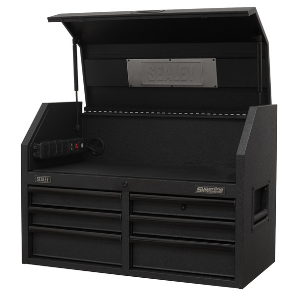 Superline PRO® Black Edition Topchest with 6 Soft Close Drawers & Power Strip 910mm