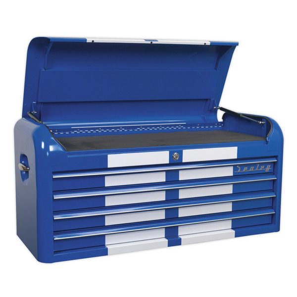 Sealey Premier™ Retro Style Wide Topchest & Rollcab Combination 10 Drawer Blue with White Stripes