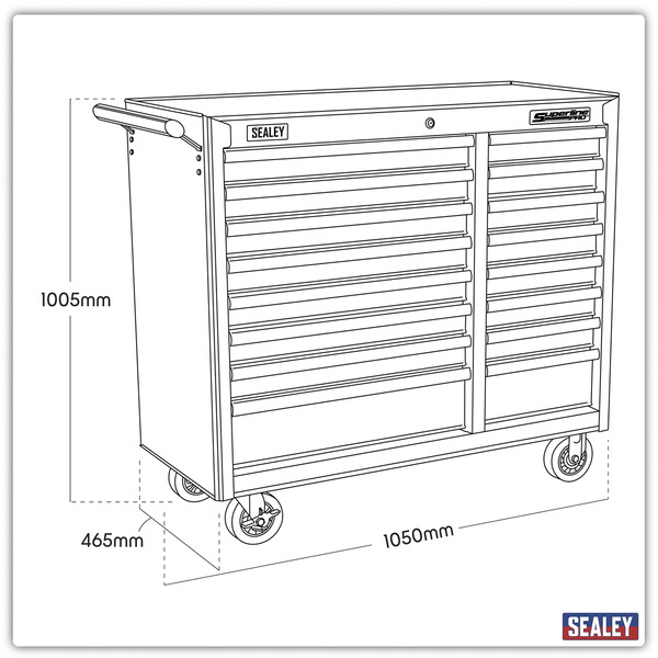 Sealey AP41169 Superline PRO® Heavy-Duty Rollcab 16 Drawer - Red