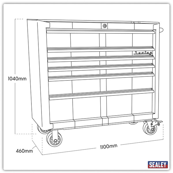Sealey Premier™ Retro Style Wide Rollcab 6 Drawer - Blue with White Stripes