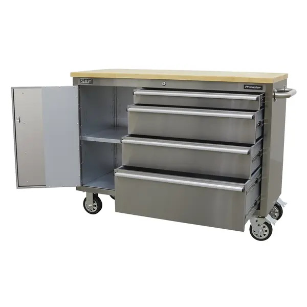 Sealey AP4804SS Mobile Stainless Steel Tool Cabinet 4 Drawer