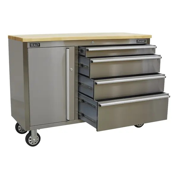 Sealey AP4804SS Mobile Stainless Steel Tool Cabinet 4 Drawer