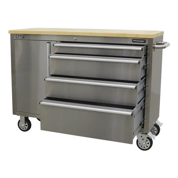 Sealey AP4804SS Mobile Stainless Steel Tool Cabinet 4 Drawer