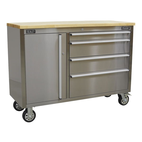 Sealey AP4804SS Premier™ Mobile Stainless Steel Tool Cabinet 4 Drawer