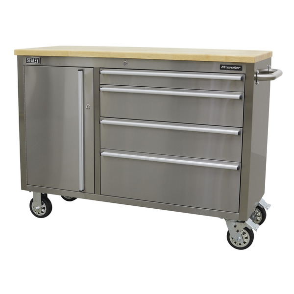 Sealey AP4804SS Premier™ Mobile Stainless Steel Tool Cabinet 4 Drawer