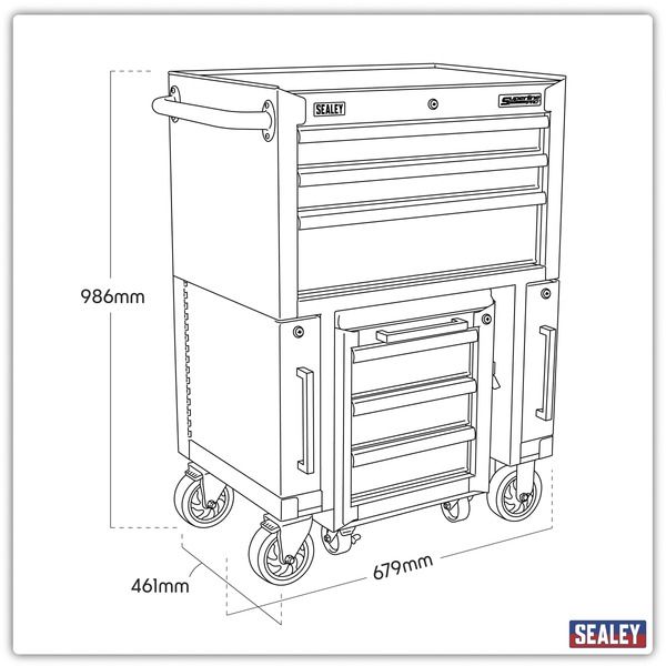 Sealey AP556CSHV Superline PRO® Rollcab 3 Drawer with Utility Seat