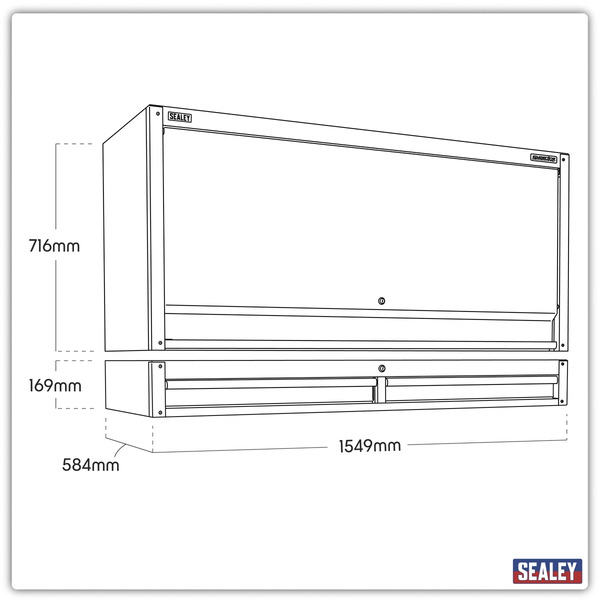 Sealey AP6103BE Superline PRO® Black Edition Top Hutch & 2 Drawer Riser 1549mm