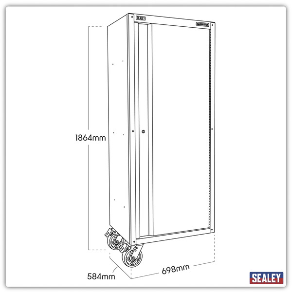 Sealey AP6104BE Superline PRO® Black Edition Side Locker with Castors 1864mm