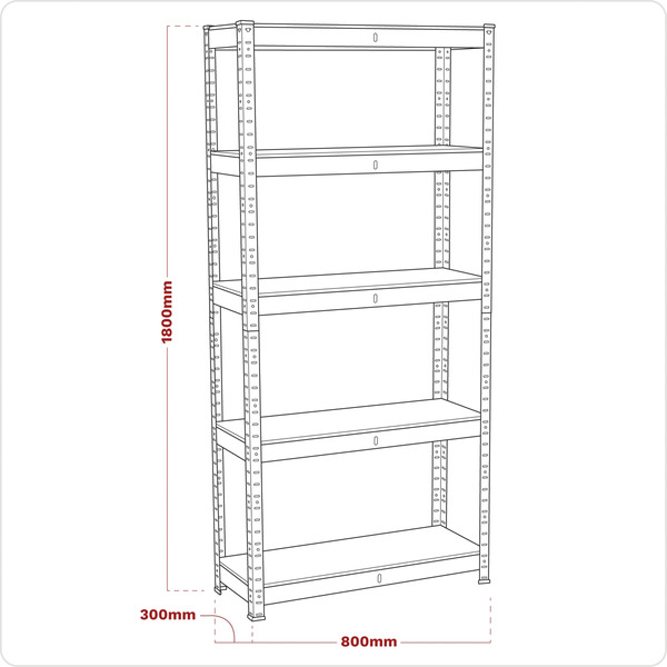 Sealey AP6150GS Racking Unit with 5 Shelves 150kg Capacity Per Level