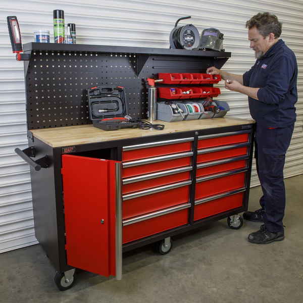 Sealey Superline PRO® Mobile Workstation with Backboard 10 Drawer