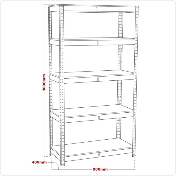 Sealey AP6350GS Racking Unit with 5 Shelves 350kg Capacity Per Level