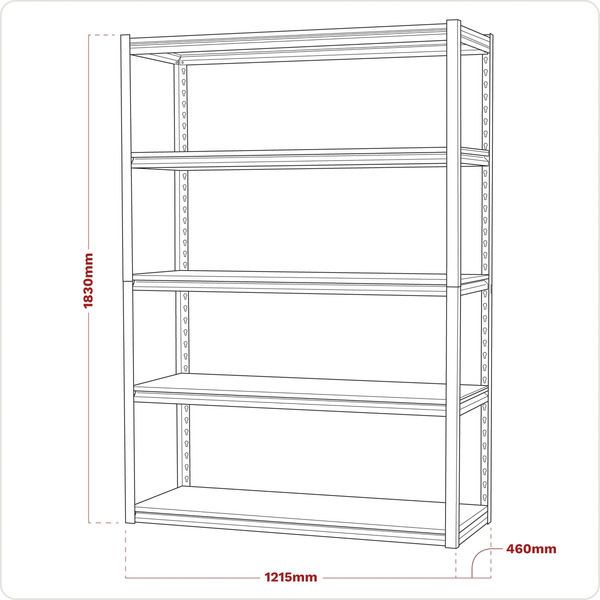 Sealey Racking Unit with 5 Shelves 600kg Capacity Per Level