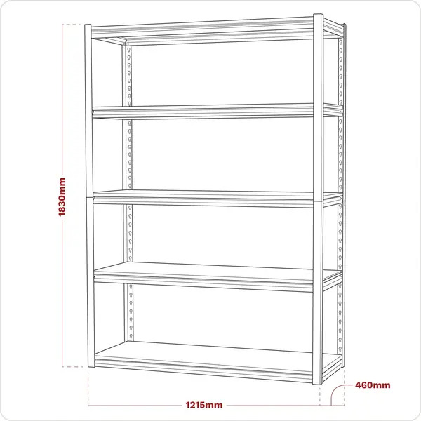 Sealey AP6548 Racking Unit with 5 Shelves 600kg Capacity Per Level