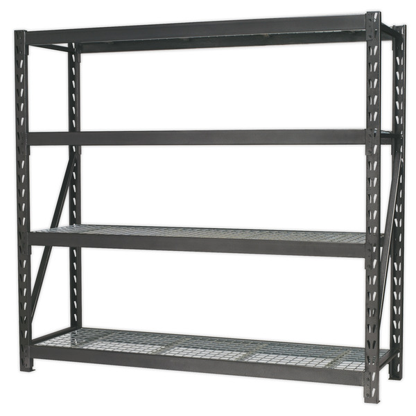 Heavy-Duty Racking Unit with 4 Mesh Shelves 640kg Capacity Per Level