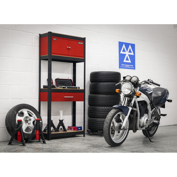 Sealey AP830R Shelving Unit 4-Tier with Cupboard & Drawer