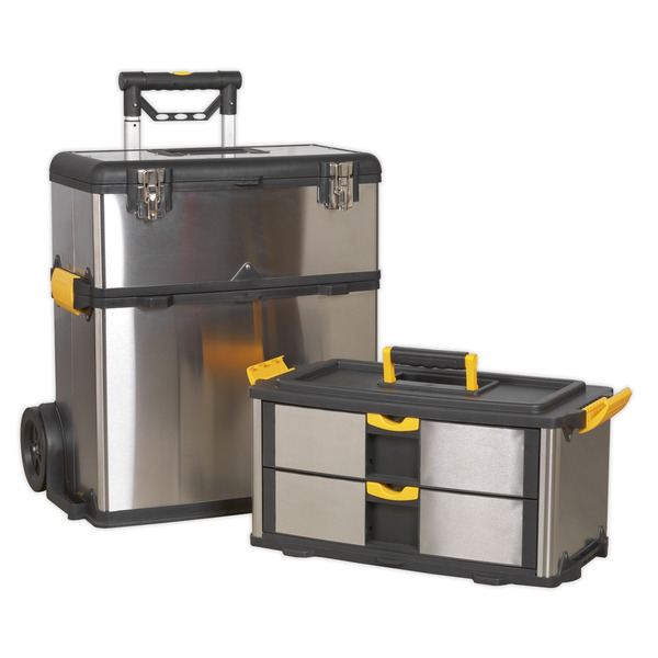 Sealey Mobile Stainless Steel/Composite Toolbox with 3 Compartments