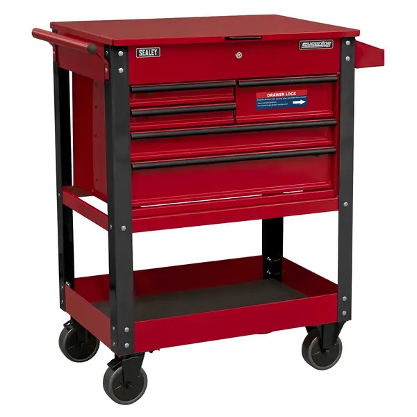 Sealey AP890M Superline PRO&reg; Heavy-Duty Mobile Tool & Parts Trolley with 5 Drawers & Lockable Top