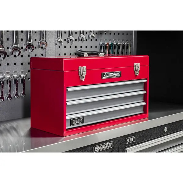 Sealey AP9243BB American PRO&reg; Tool Chest 3 Drawer - Red/Grey