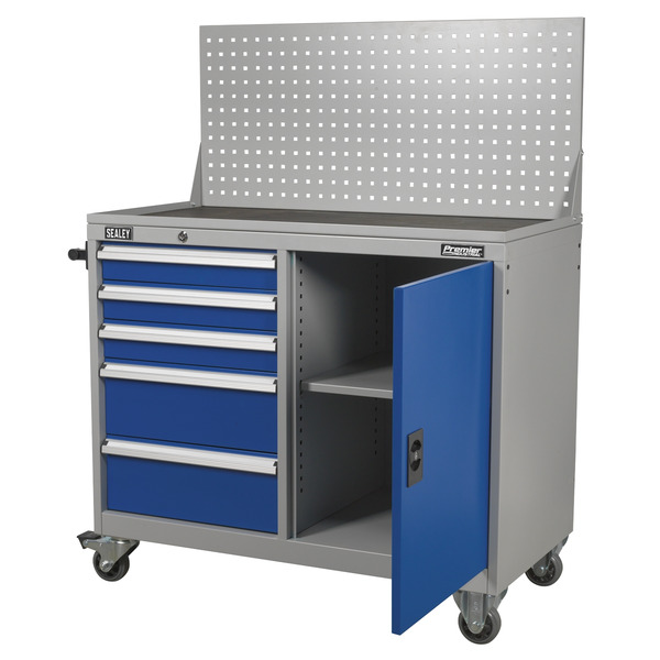 Premier Industrial™ Mobile Workstation with 5 Drawers & 1 Shelf