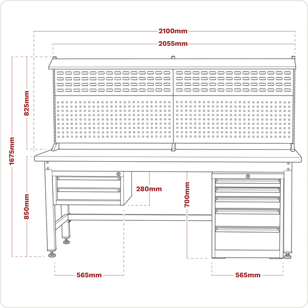 Sealey API2100COMB02 Premier Industrial™ Complete Workstation & Cabinet Combo 2.1m